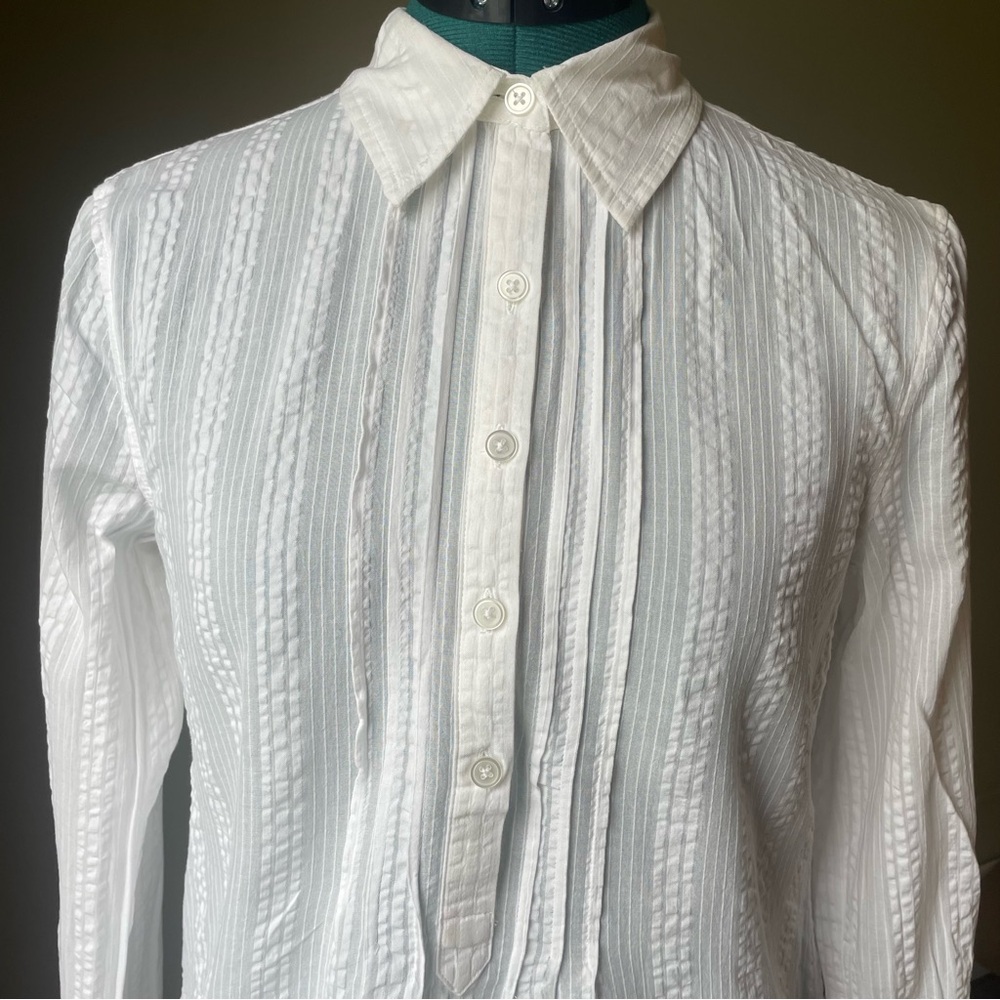 LOFT White Textured Blouse - Picture 2 of 3